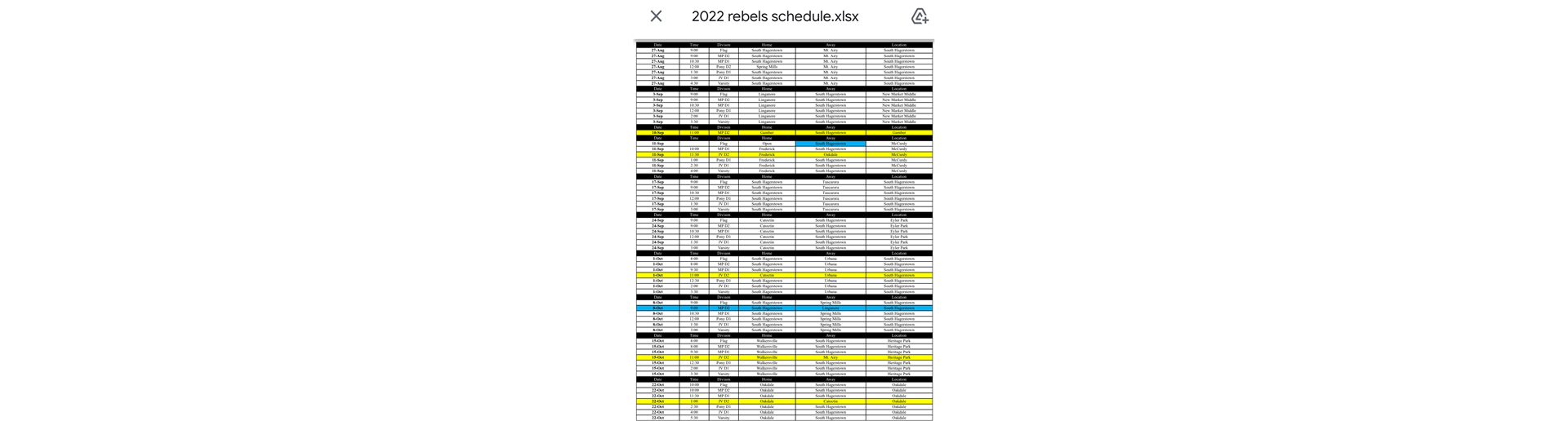 Season Schedule 